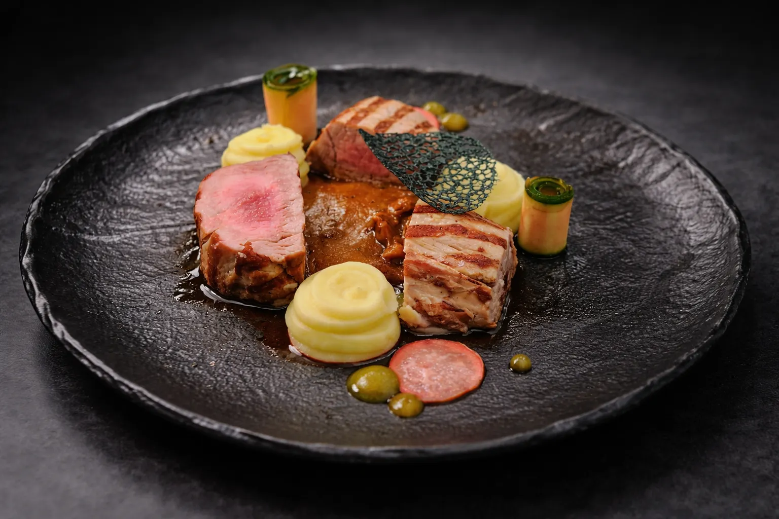 Signature dish at restaurant Ruzmarin in Srebreno